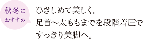 秋冬におすすめ ひきしめて美しく。足首〜太ももまでを段階着圧ですっきり美脚へ。